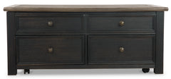 Grayish Brown/Black four drawer lift top coffee table, product view 3 - 3