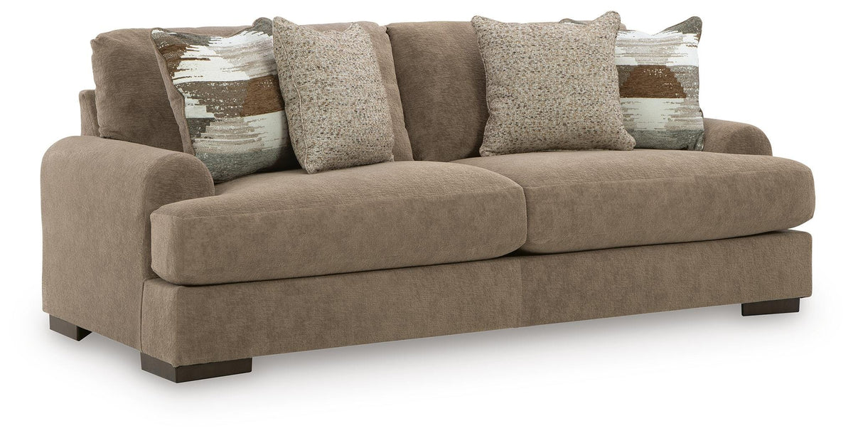 Pecan, full sofa angled view