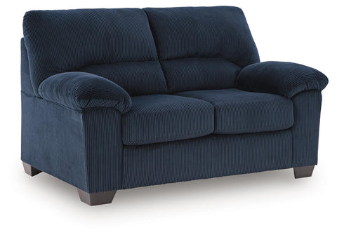 Soft Corduroy Loveseat in Navy, Onyx or Sand
