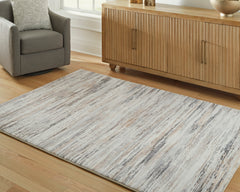 Gray/Brown/White 59.75" x 84", room view; furniture excluded - 6