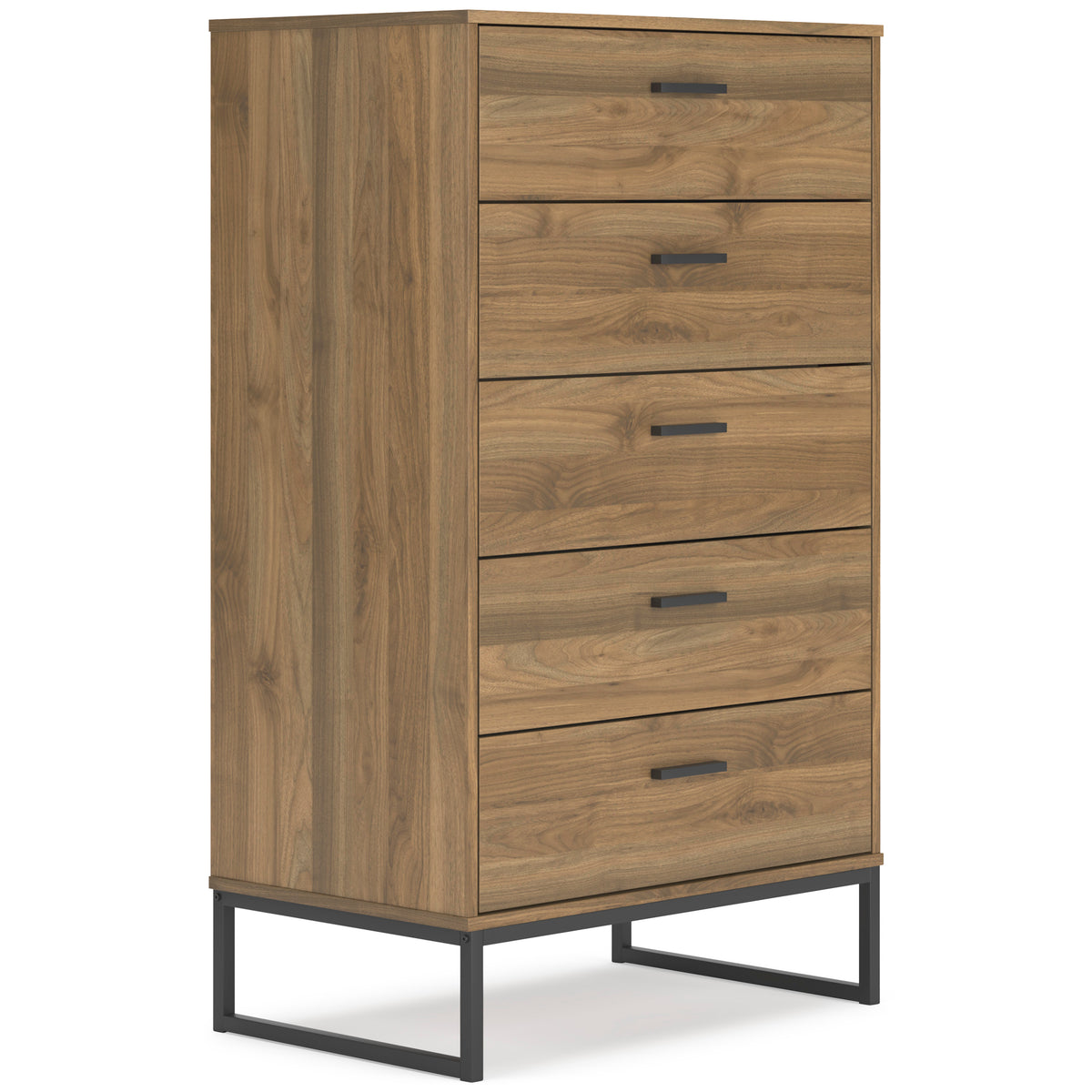 Honey, complete five-drawer chest, angled view