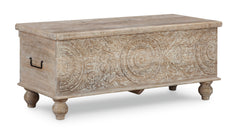 Beige storage bench, full product view - 1