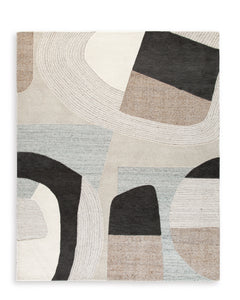 Grayish Teal/Taupe/Cream 91" x 117.5", complete rug product view - 1