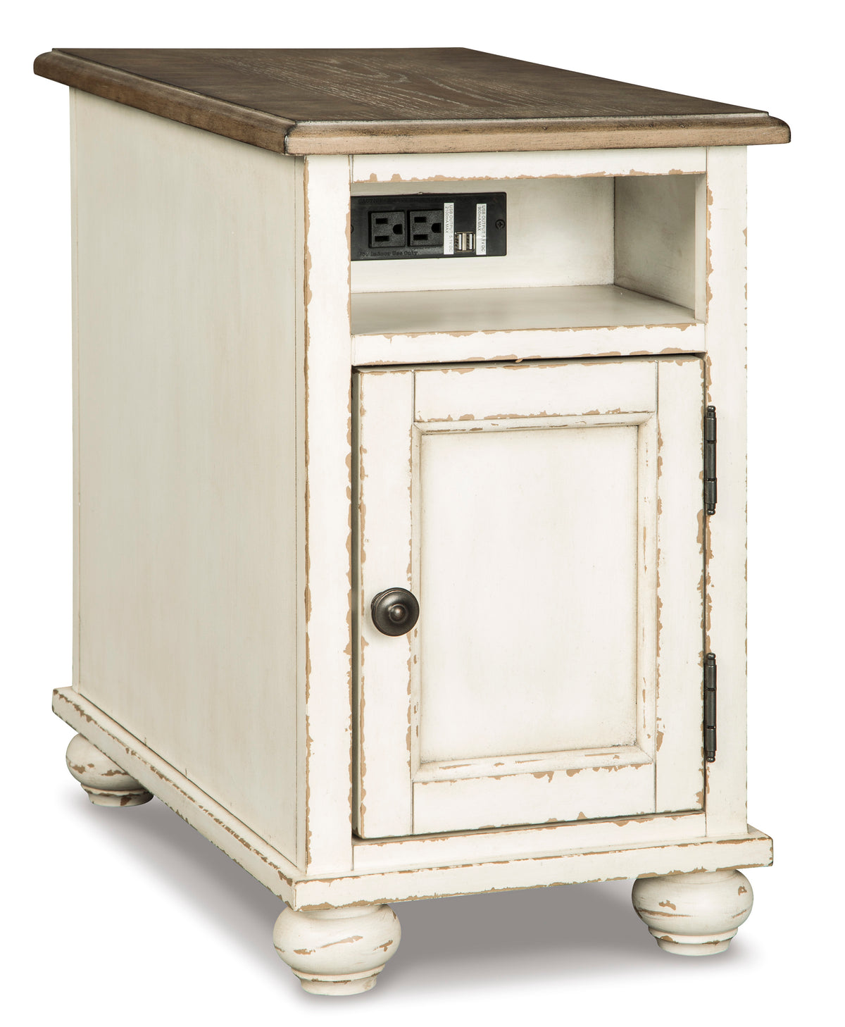 White/Brown end table, full product view