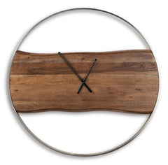Brown/Silver Finish wall clock, full product view - 1