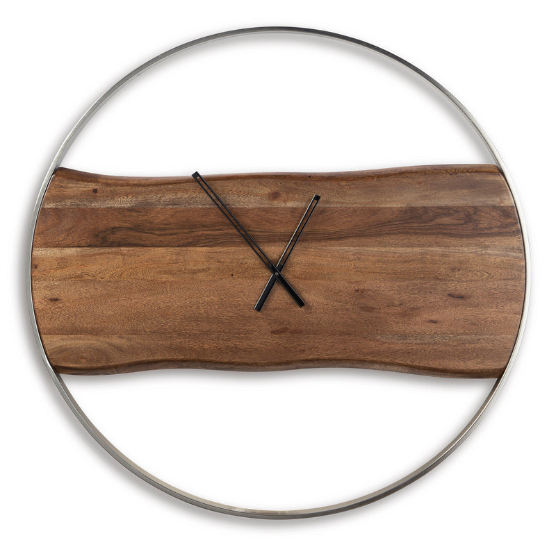 Panchali Brown Wood and Silver Tone Wall Clock