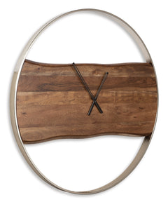 Brown/Silver Finish wall clock, product view 2 - 2