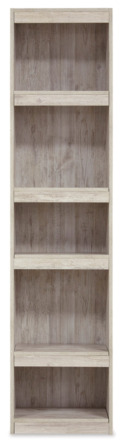 Distressed Whitewash, complete pier shelving unit front view - 5