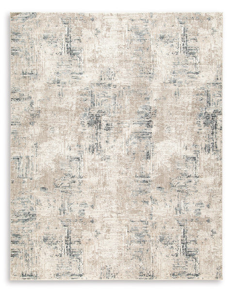 Blue and Ivory Distressed Abstract Woven Rug