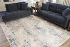 Blue/Ivory 94" x 120", room view; furniture excluded - 2