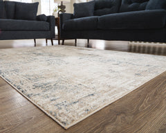 Blue/Ivory 94" x 120", angled room view; furniture excluded - 3