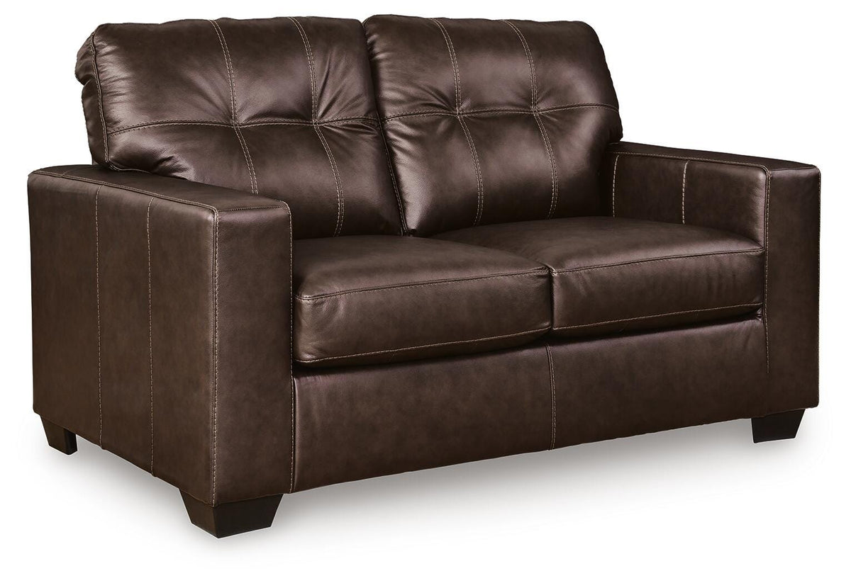 Dark Brown, full loveseat angled view