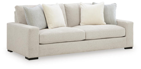 Bouclé Sofa with Feather-Blend Cushions in Linen