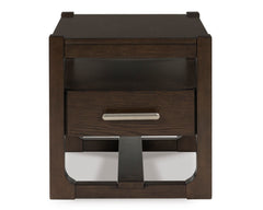 Dark Brown square end table with drawer, product view 2 - 2