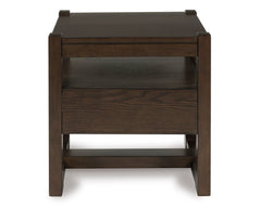 Dark Brown square end table with drawer, product view 3 - 3