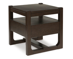 Dark Brown square end table with drawer, product view 4 - 4