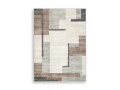 Cream/Brown/Gray 60" x 83.75", complete rug product view - 5