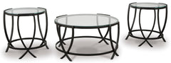 Black three-piece table set, full product view - 1