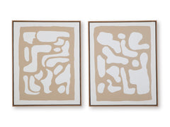 Beige/White Waldett framed canvas set, full product view - 1