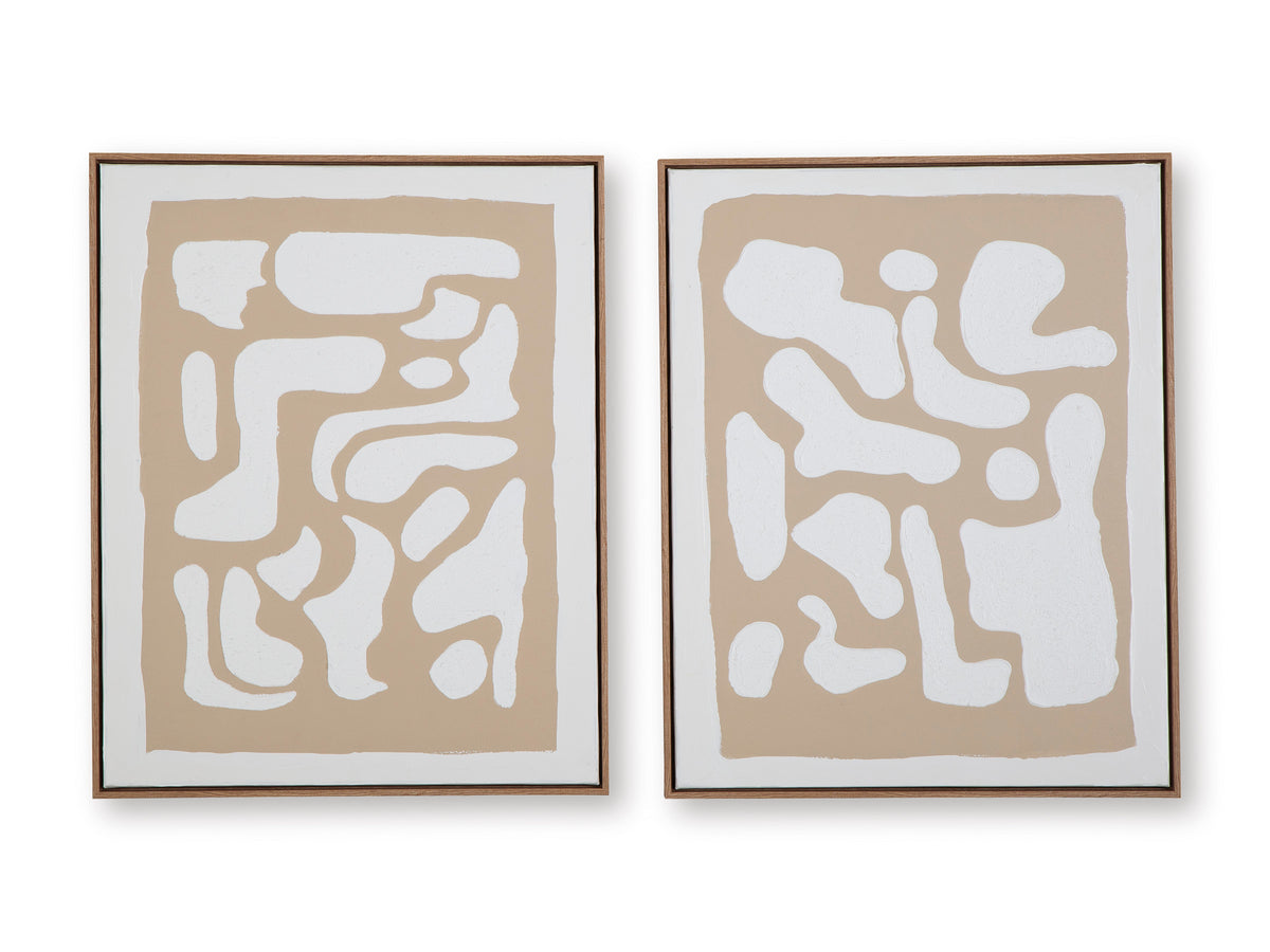 Beige/White Waldett framed canvas set, full product view
