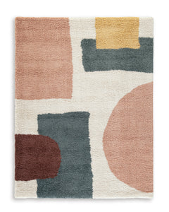 Cream/Pink/Gray 63" x 85", complete rug design; representative size - 5