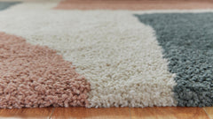 Cream/Pink/Gray 63" x 85", pile and edge detail - 7