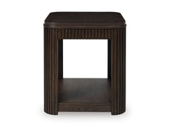 Warm Brown fluted end table with lower shelf, product view 2 - 2