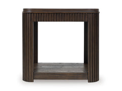 Warm Brown fluted end table with lower shelf, product view 3 - 3