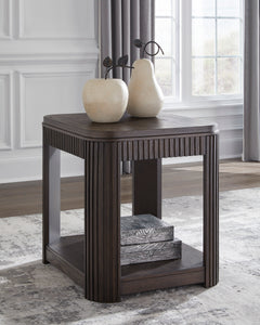Warm Brown fluted end table with lower shelf, product view 5 - 5