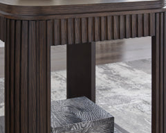 Warm Brown fluted end table with lower shelf, product view 6 - 6
