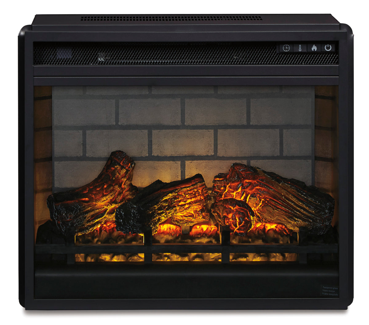 Black 23.75" Wide, complete fireplace insert front product view