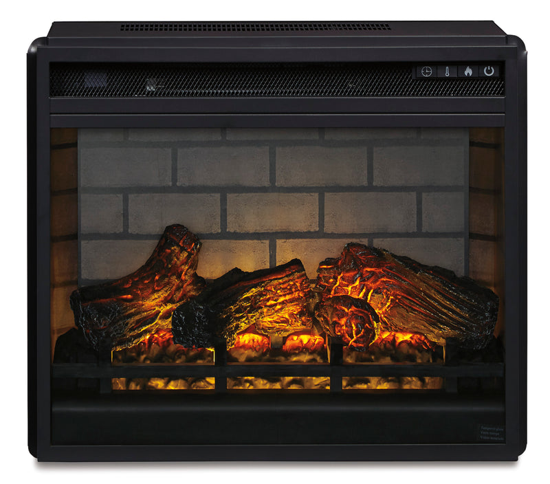 Black Infrared Electric Fireplace Insert with Glowing Log Display