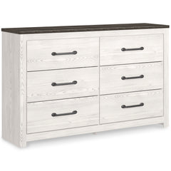 White/Gray, complete six-drawer dresser, angled view - 1