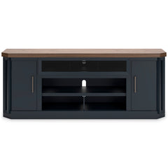 Brown/Blue TV stand with storage cabinets, product view 3 - 3