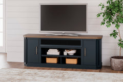 Brown/Blue TV stand with storage cabinets, product view 6 - 6