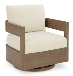 Dark Brown/White Outdoor Swivel Glider Chair, full product view - 1