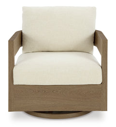 Dark Brown/White Outdoor Swivel Glider Chair, product view 2 - 2