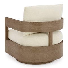 Dark Brown/White Outdoor Swivel Glider Chair, product view 4 - 4