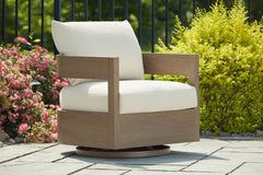 Dark Brown/White Outdoor Swivel Glider Chair, product view 6 - 6