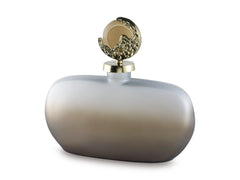 Taupe/Gold Finish 11.75-inch height decorative jar, product view 2 - 2