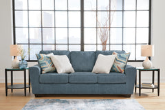 Blue, complete sofa in a room; accessories excluded - 2