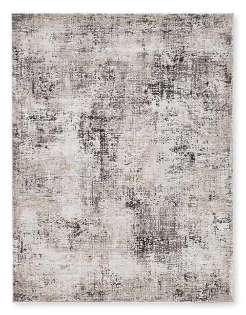 Black Gray and Cream Distressed Abstract Woven Rug