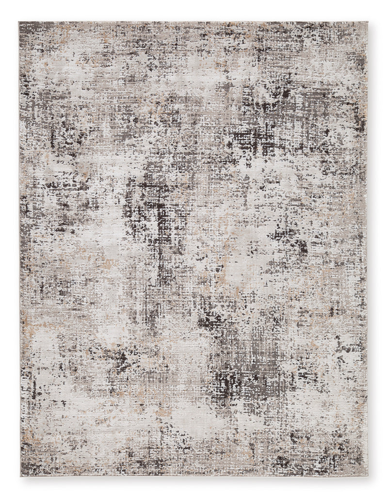 Black Gray and Cream Distressed Abstract Woven Rug