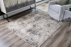 Black/Gray/Cream 95.38" x 125.38", room view; furniture excluded - 2
