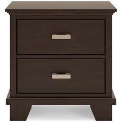 Dark Brown, full front view of nightstand - 3