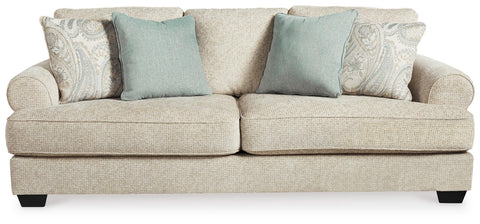 Textured Chenille Roll-Arm Sofa in Sandstone