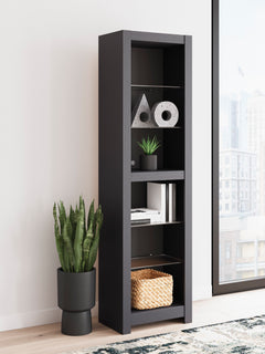 Black, pier shelving unit room view; accessories excluded - 2