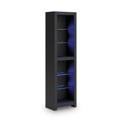 Black, complete pier shelving unit with blue illumination - 5