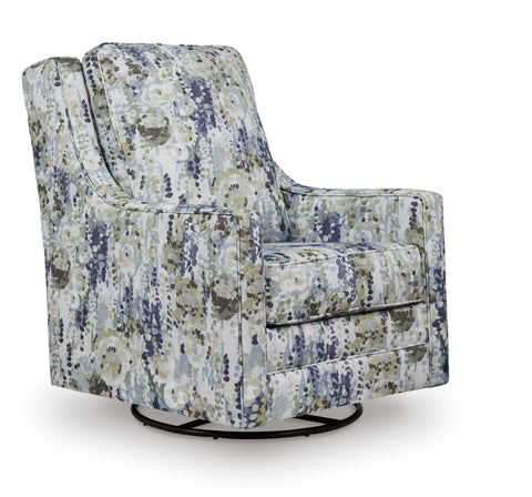 Abstract Floral Swivel Glider Accent Chair