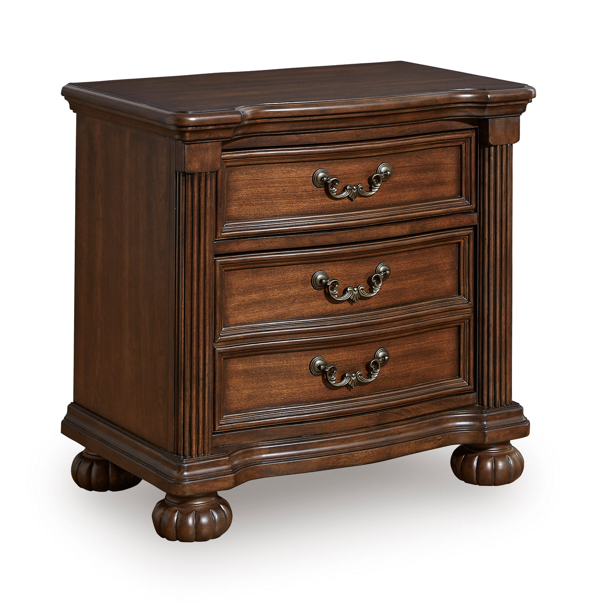 Brown, complete nightstand, angled view